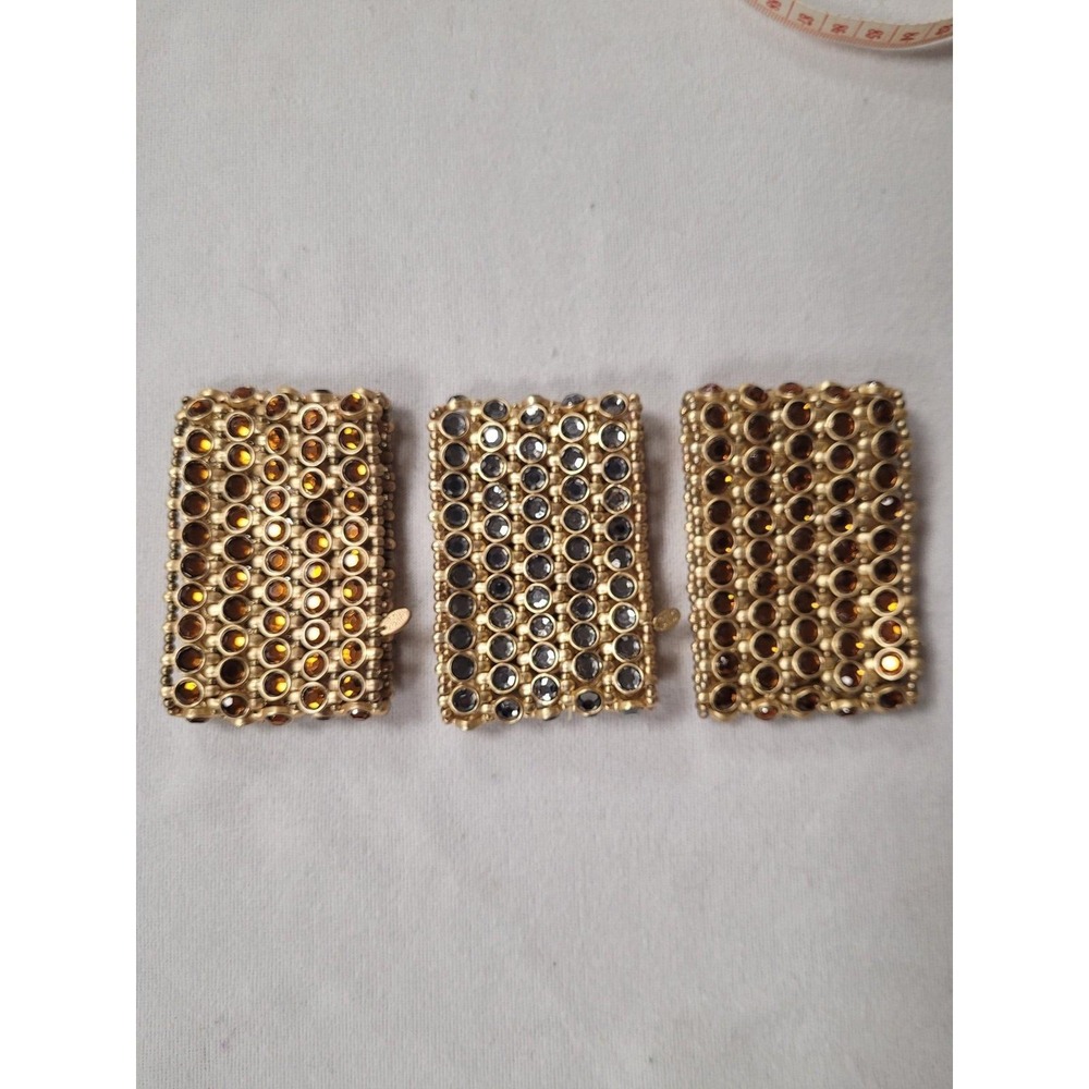 Marlyn Schiff Cuff Bracelet 1 Gold-1 Silver‎ Rhinestone Accent - 2 Pieces 19$ea